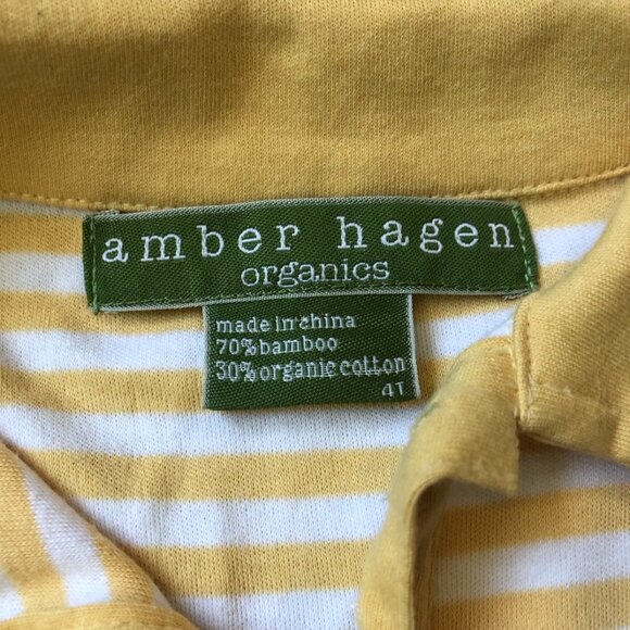 Amber Hagen 4T Girl Top Shirt Lightweight Yellow/White Organic Cotton Bamboo - Picture 4 of 5